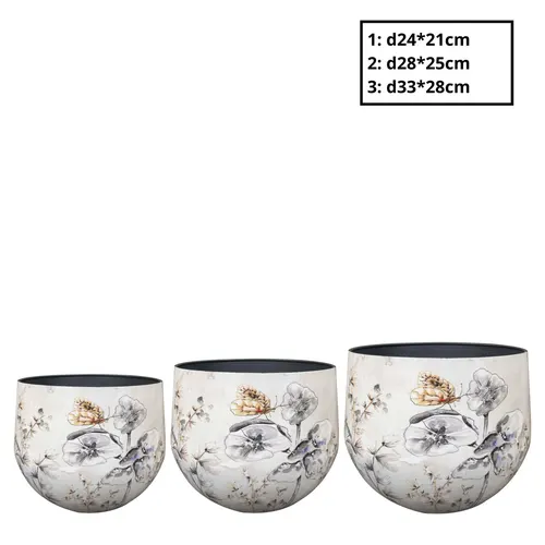 Kov Moonlight kvetináč sivá ⌀ 33 × 28 cm, sada 3 ks