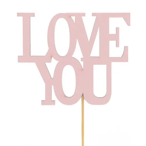 Nápis Love You ružový na zápichu 50 cm