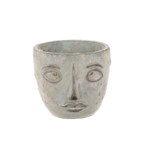 Keramický kvetináč s tvárou sivý ⌀ 13,5 × 10,5 cm