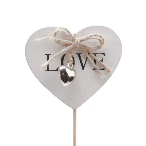 Srdce Love biele na zápichu 50 cm