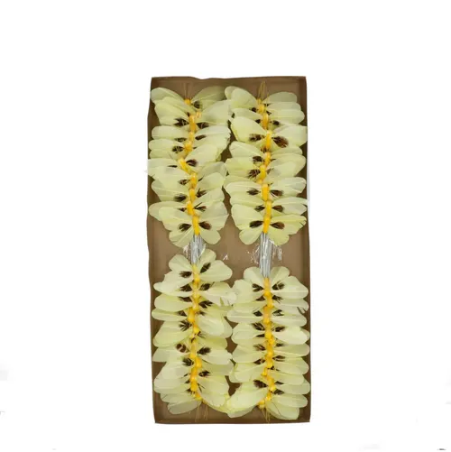 Motýľ z peria na drôte žltý ⌀ 9 × 5 cm