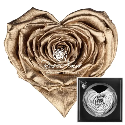 Stabilizovaná ruža v tvare srdca Corazon ⌀ 9 cm, metalická zlatá