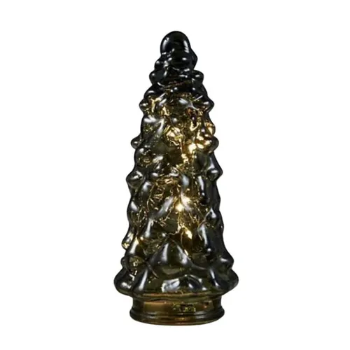 Vianočná dekorácia LED stromček sklo zelená ⌀ 9,5 × 21,5 cm